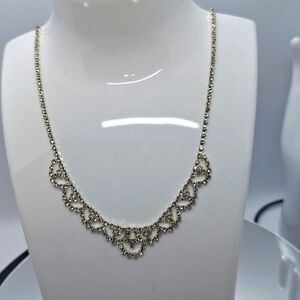Rhinestone Dazzling necklace adjustable up to 18" Silvertone excellent condition